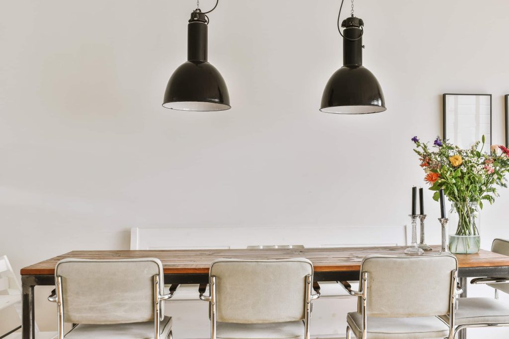 hanglampen in de eetkamer